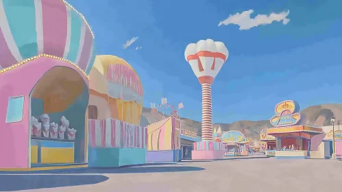 Colorful Fair Architecture under Blue Sky