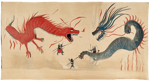 Vintage Dragons and Warriors Painting