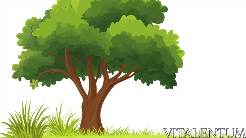Lush Green Tree Cartoon Image
