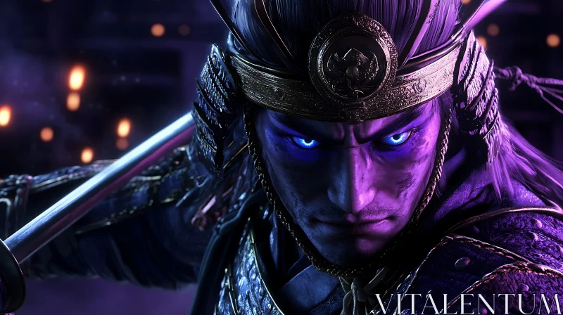 Glowing Eyes Samurai Warrior Close-Up
