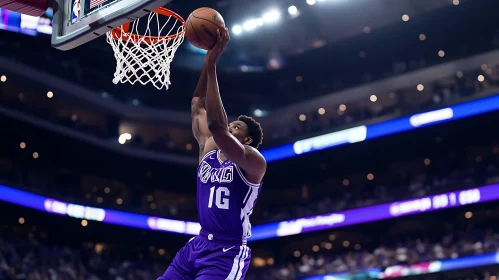Basketball Player Slam Dunk Action Shot