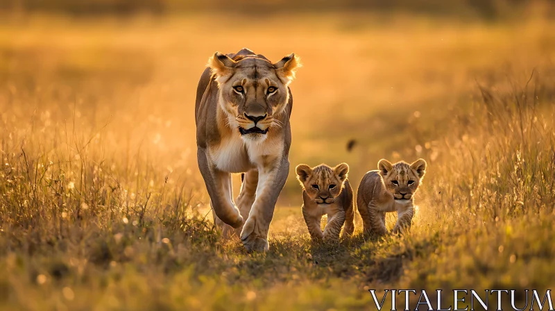 Lion Family in the Savanna AI Image