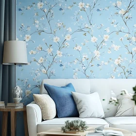 Stylish Living Room Interior with Floral Accents