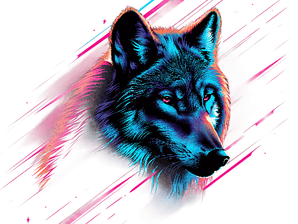 Vibrant Neon Wolf Design