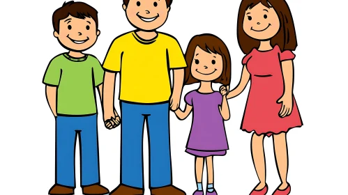 Happy Family Cartoon Graphic