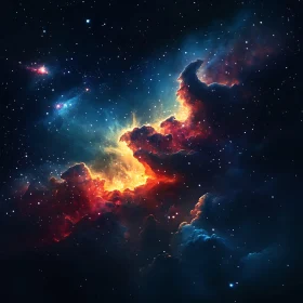 Celestial Firestorm: Nebula in Deep Space