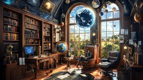 Library with Planets