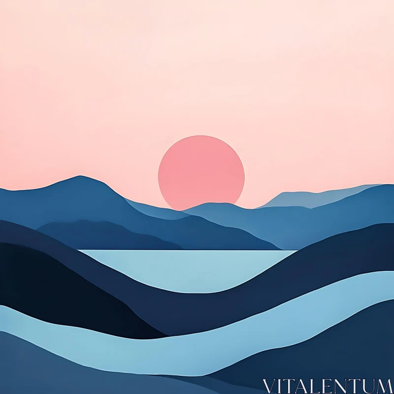 Minimalist Mountainscape at Sunset