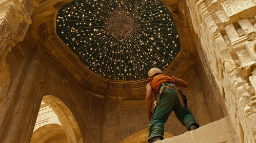 Man Gazing at Starry Dome in Egypt