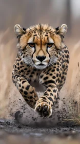 Cheetah Racing Towards Camera