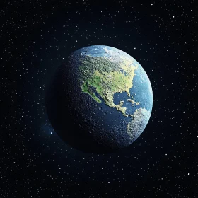 Planet Earth in Starry Space