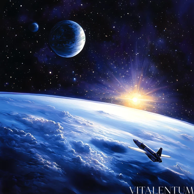 Rocket Above Planet