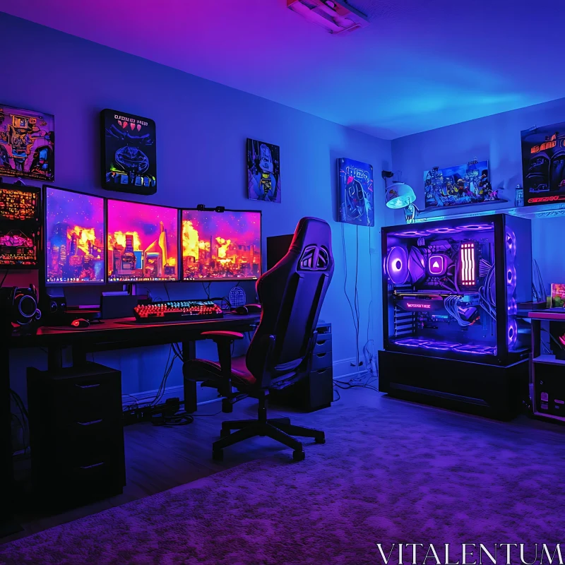 Futuristic LED-lit Gaming Station