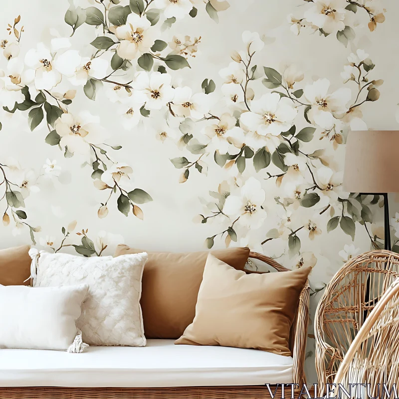 Warm Interior with Flower Design