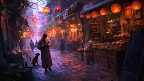 Lantern Lit Street Scene