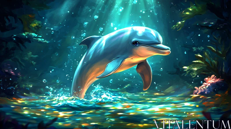 Graceful Dolphin in Sunlit Ocean