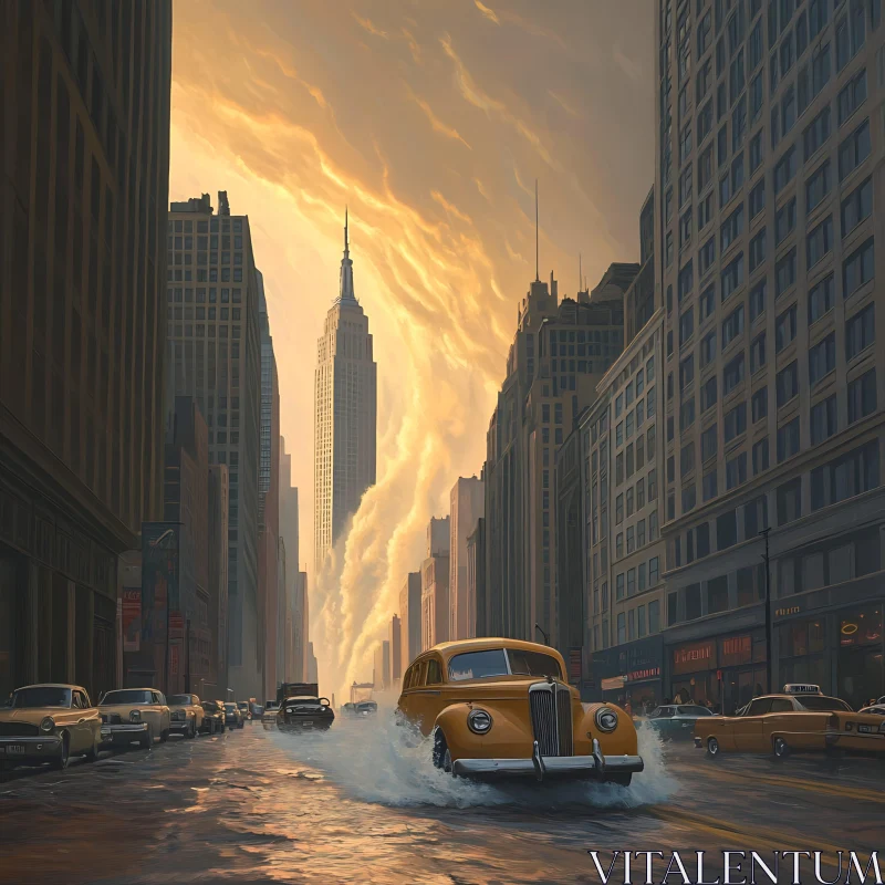 City Flood with Classic Cars
