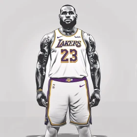 LeBron James Portrait in Lakers Gear