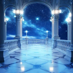 Marble Balcony with Starlit Sky