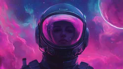 Cosmic Astronaut Woman Portrait