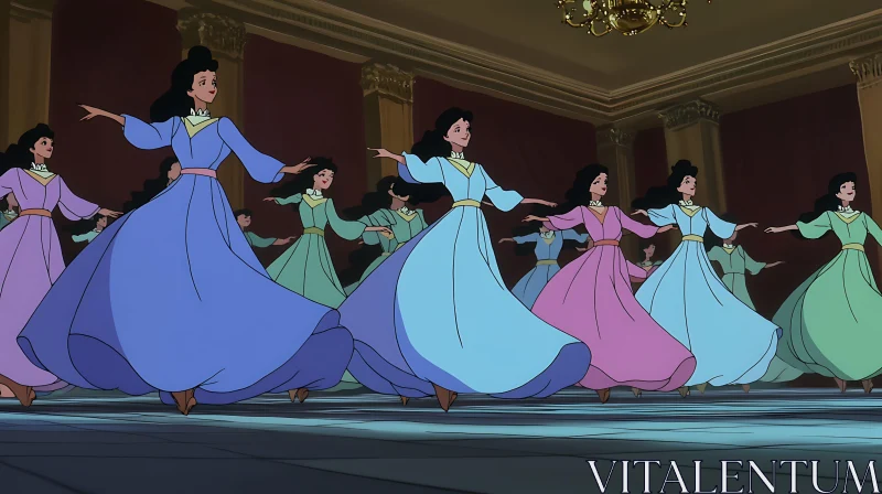 Graceful Animated Women Dancing Ballet
