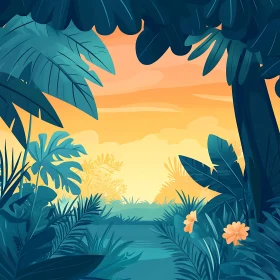 Teal Jungle Sunset