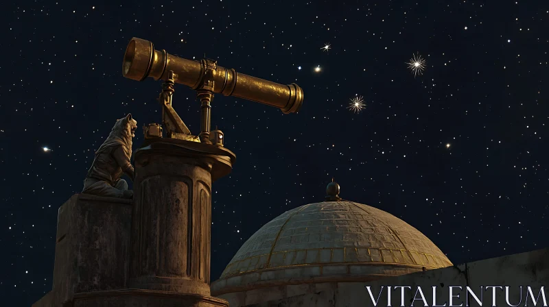 Night Watcher: Telescope and Starry Sky