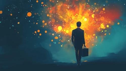 Figure Approaching Light Burst