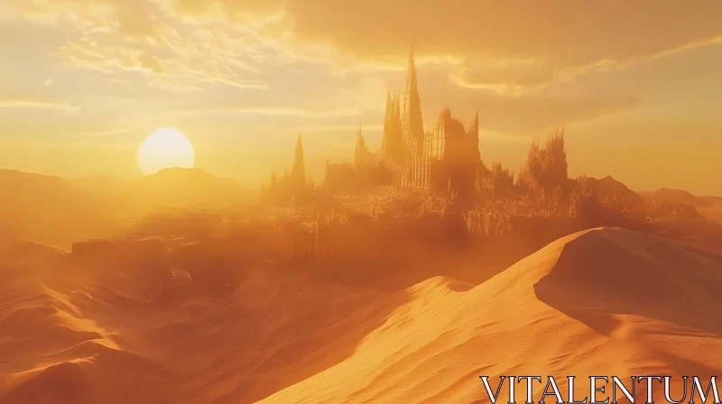 Desert Sunset Fantasy Landscape