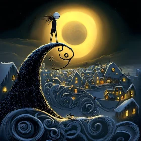 Moonlit Snow Town