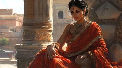 Portrait of a Woman in Traditional Indian Dress