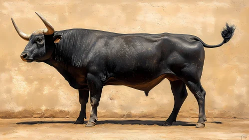 Powerful Bull Against Sandy Background