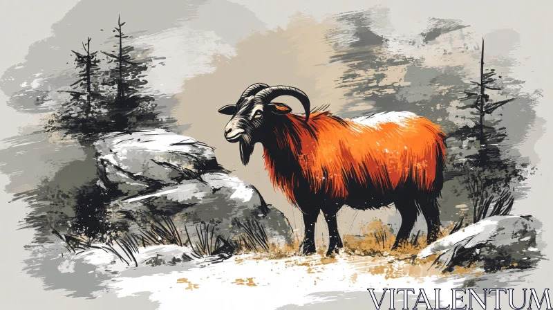 Goat Portrait Natural Art