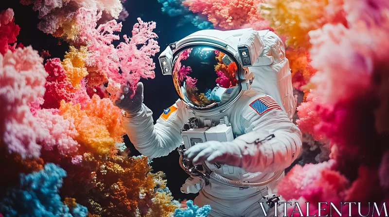 Space Explorer in Coral Garden AI Image