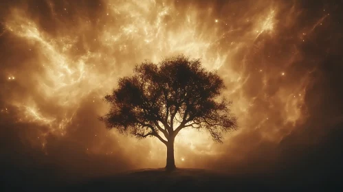 Timeless Tree Under Golden Sky