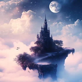 Floating Castle Moonlight Dreamscape