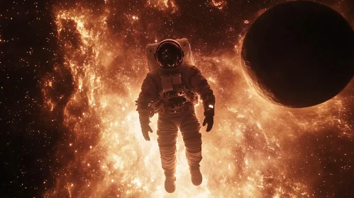 Floating Astronaut in Nebula