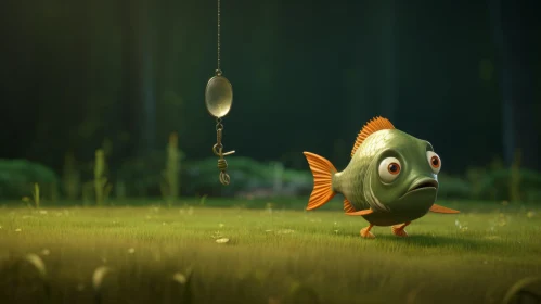 Charming Fish in Forest | Cinema4d Illustration