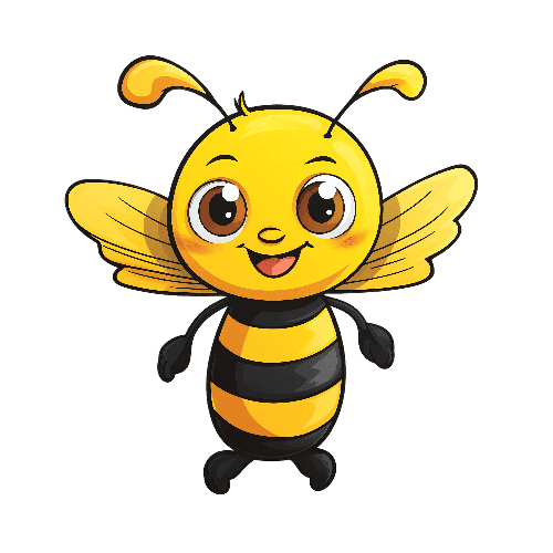 Cute Cartoon Bee Mascot on Transparent Background - Download Now