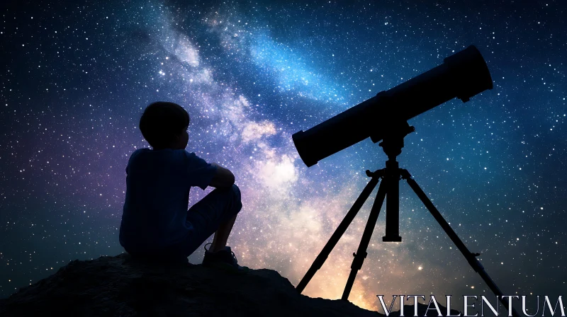 Child Astronomer Observing the Cosmos