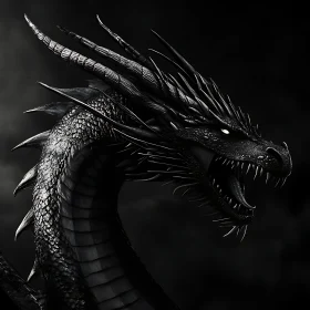 Monochrome Dragon Portrait