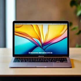 Modern Metallic Laptop with Vibrant Screen Display