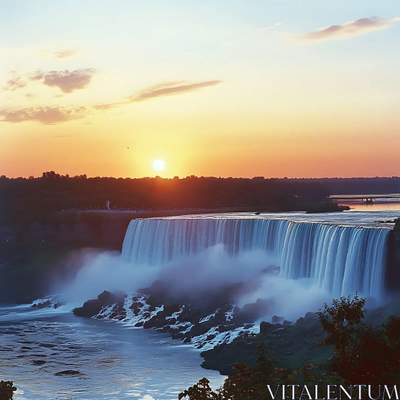 Sunset Over the Waterfall
