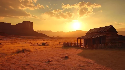 Desert House at Sunset