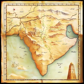 Old World Map with Ancient Inscriptions