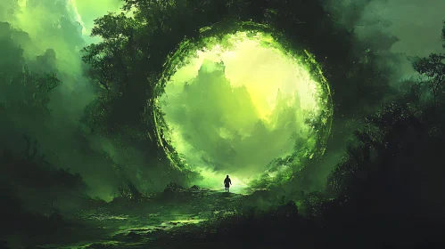 Luminous Portal Forest Scene
