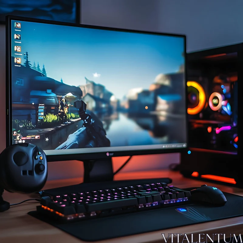 High-End Gaming Desktop with RGB Components