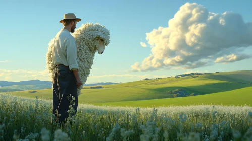 Surreal Encounter in the Meadow