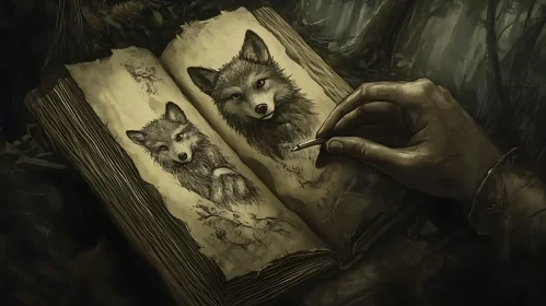 Vintage Fox Drawing