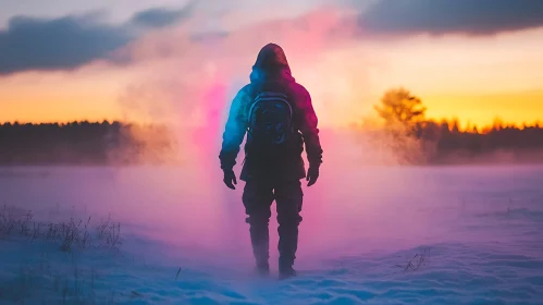 Solitary Walker in Winter Light